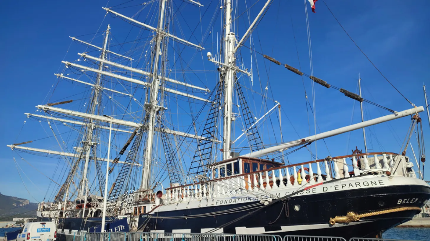 Le Belem en chantier à La Seyne en novembre 2023
