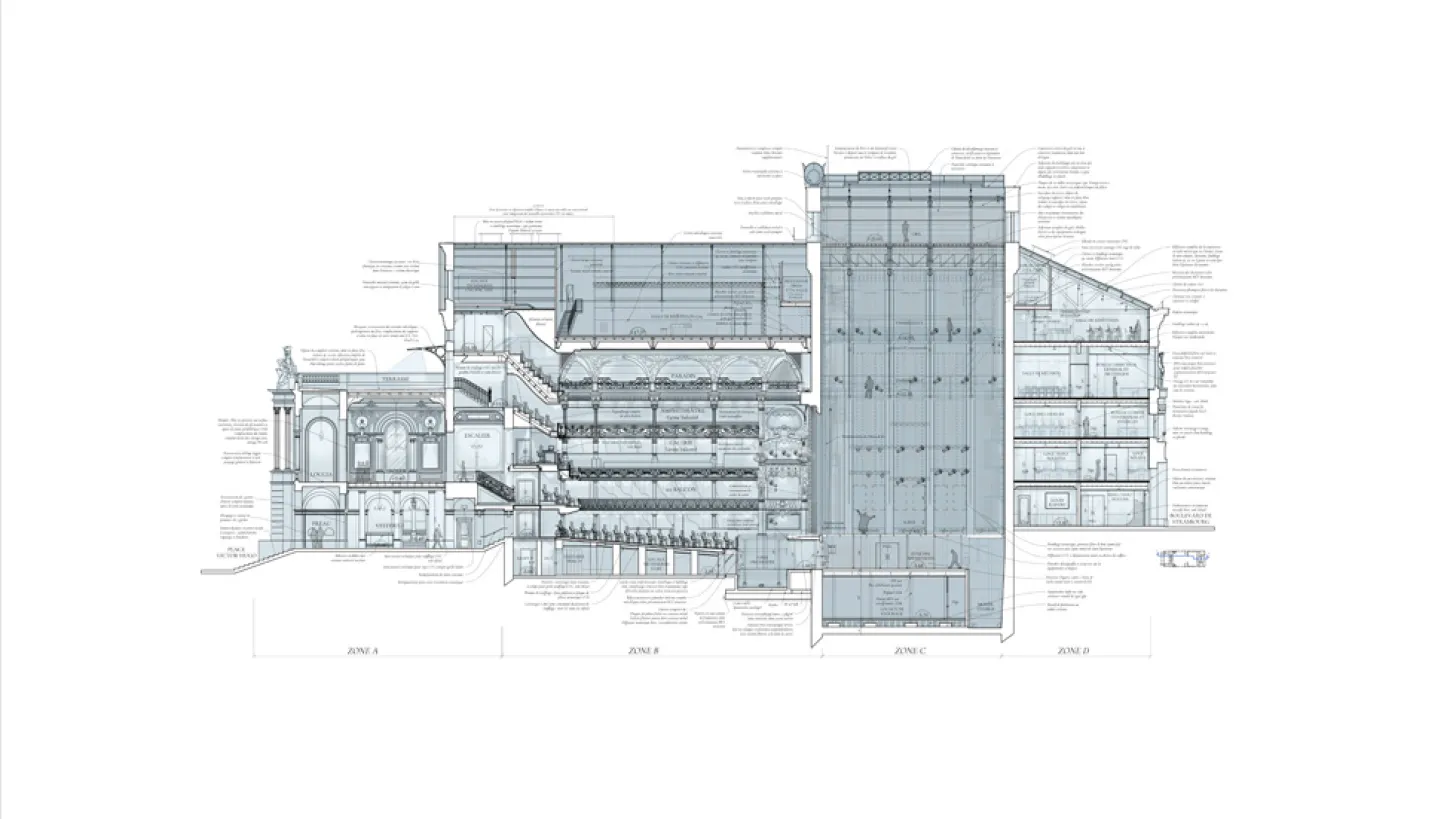 Vue en coupe de l'Opéra TPM (c) Frabrica traceorum