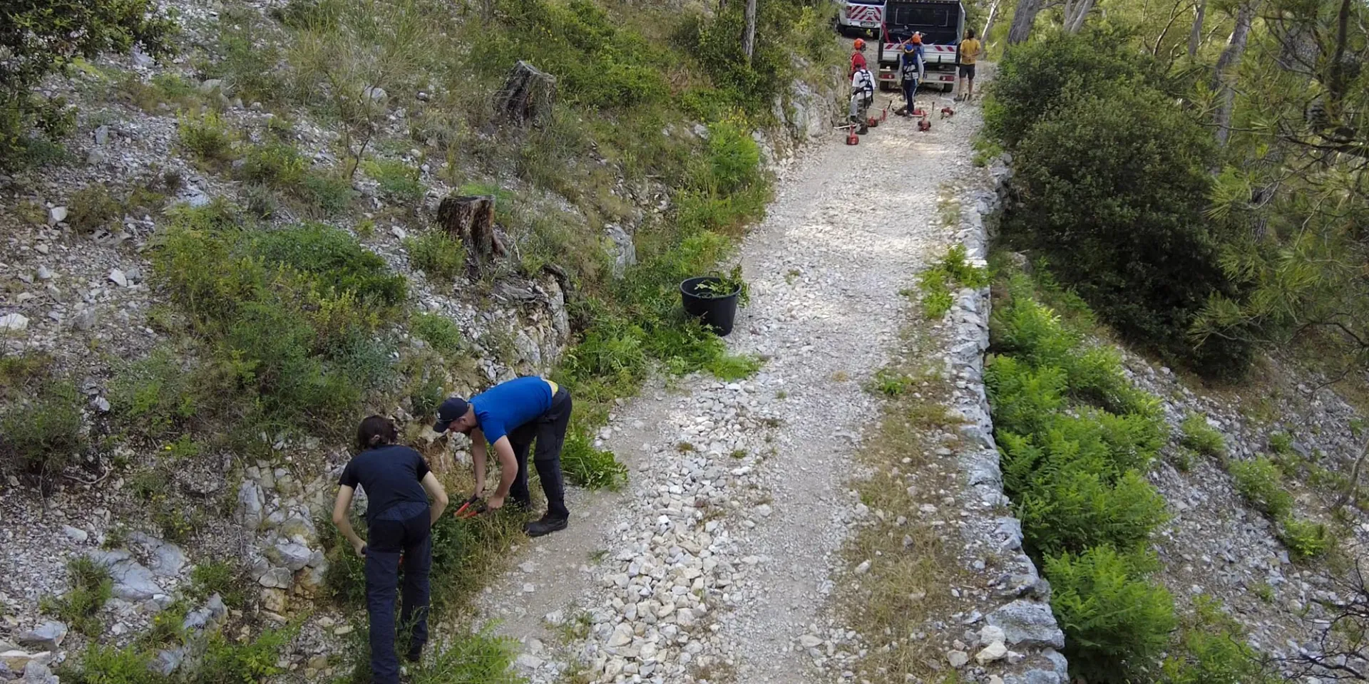 Un chantier de débroussaillage en cours au Mont Faron - Toulon