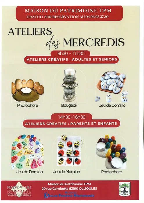 Ateliers des mercredis à la Maison du Patrimoine TPM Ollioules