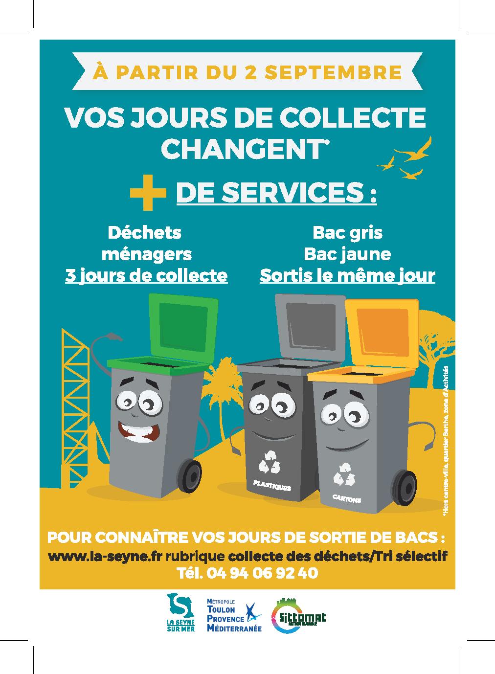 Les jours de collecte de vos déchets changent à la Seyne-sur-Mer |  Métropole Toulon Provence Méditerranée