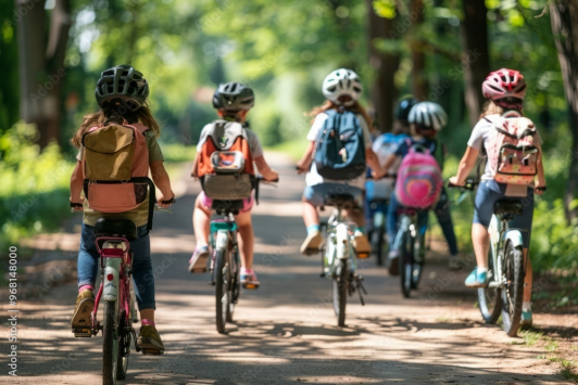 Ecoliers à vélo