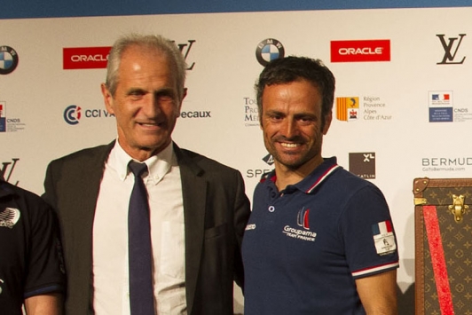Hubert Falco, Président de TPM, et Franck Cammas, skipper Groupama Team France