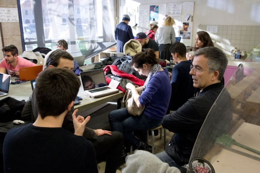 Fabrice Hyber avec les étudiants de l'ESADTPM