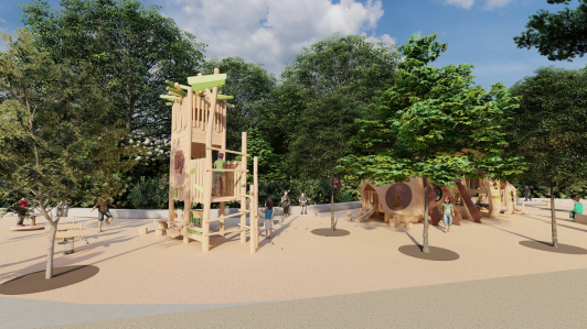 Jeux en bois - futur parc la Loubière à Toulon ©VAD