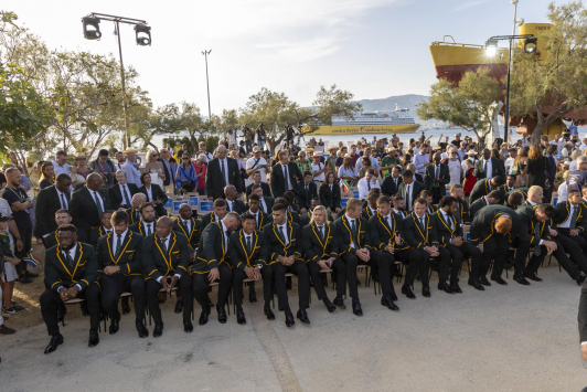 Cérémonie d'accueil de l'équipe du monde d'Afrique du sud à la Tour Royale